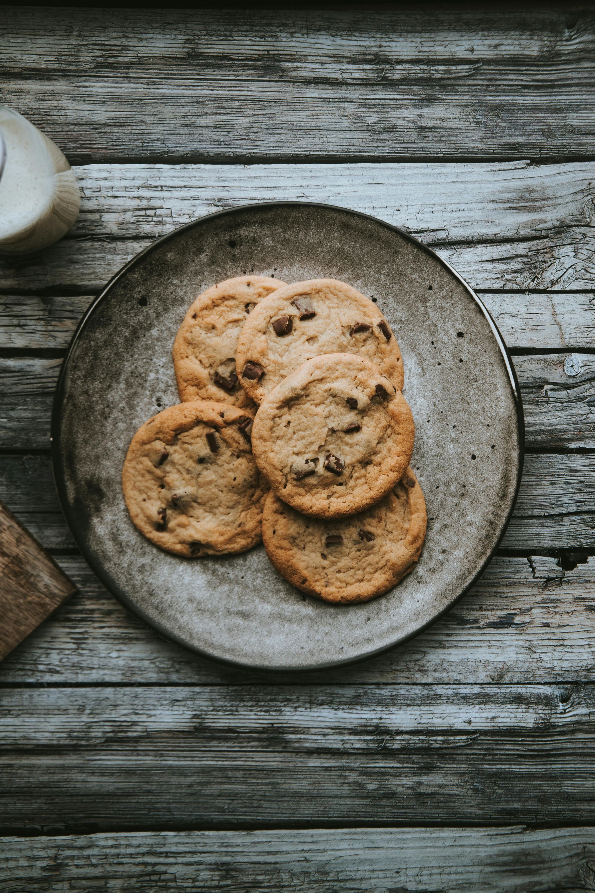 plate of chocolate chip biscuits