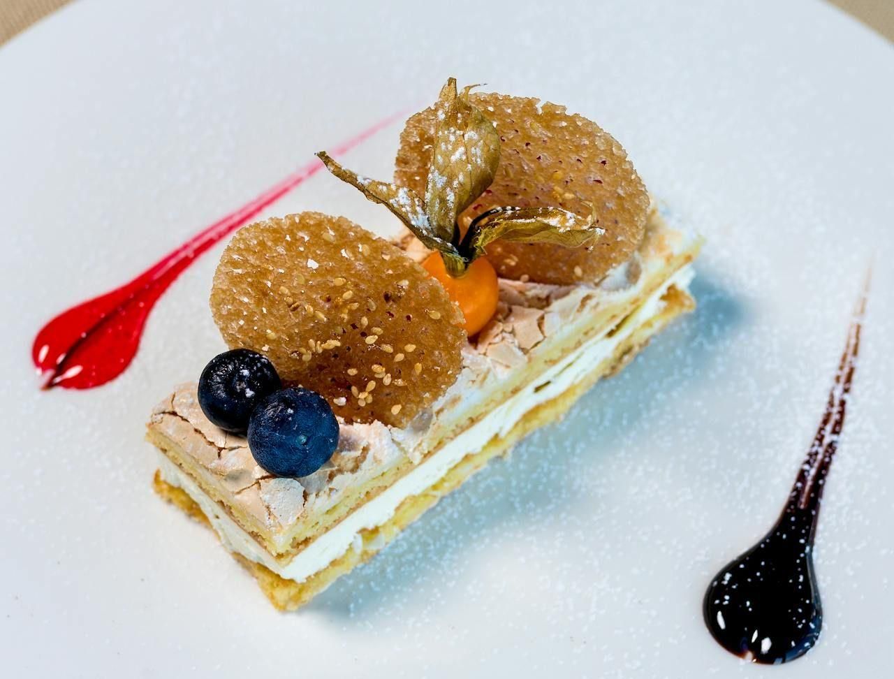 mille feuille on a plate