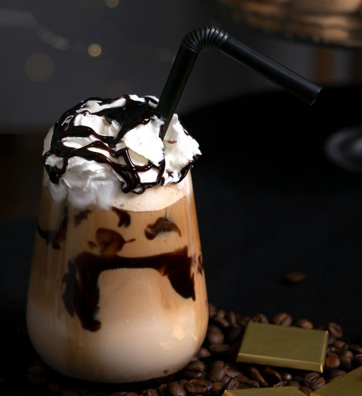 chocolate frappe with whipped cream