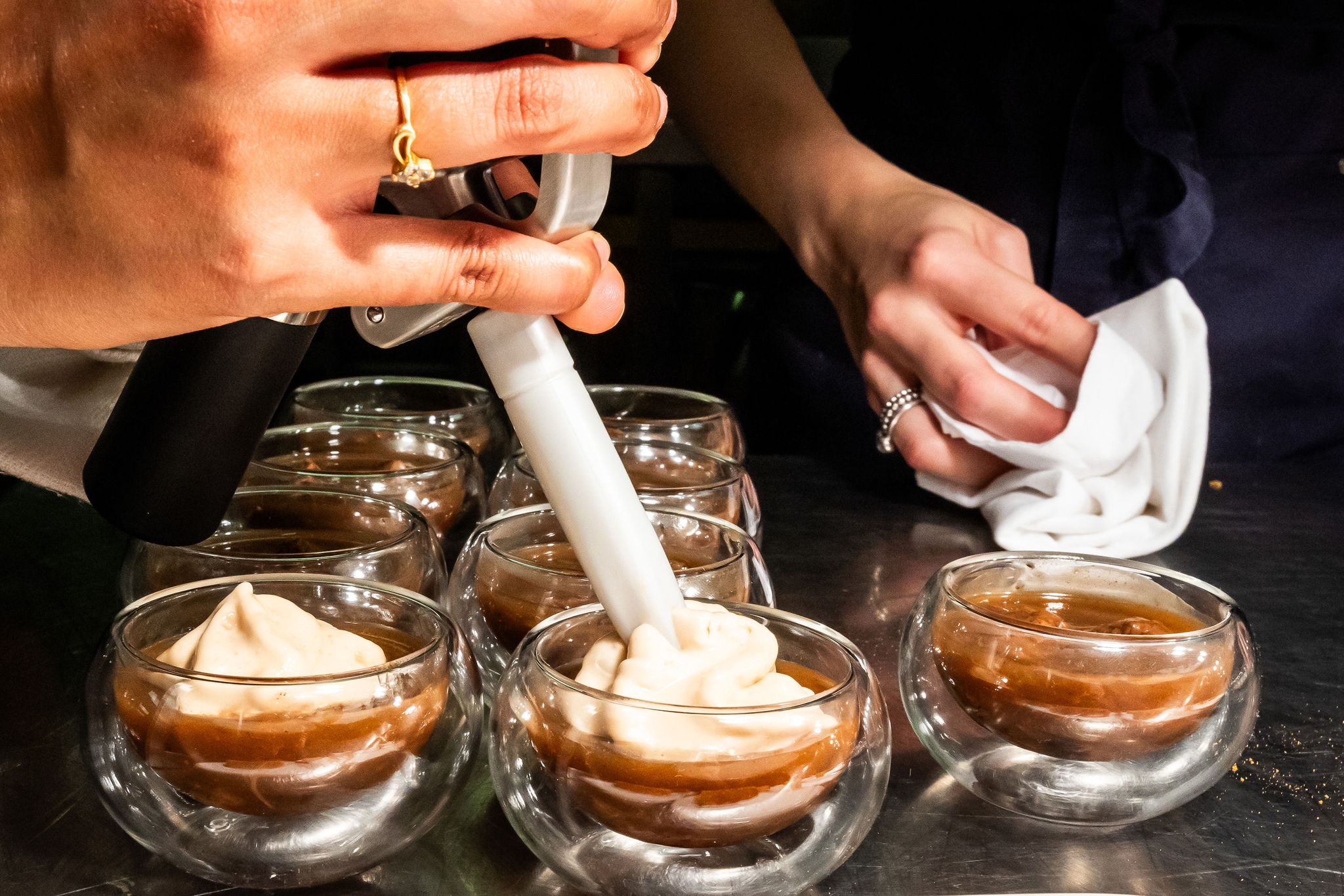chef preparing a pudding