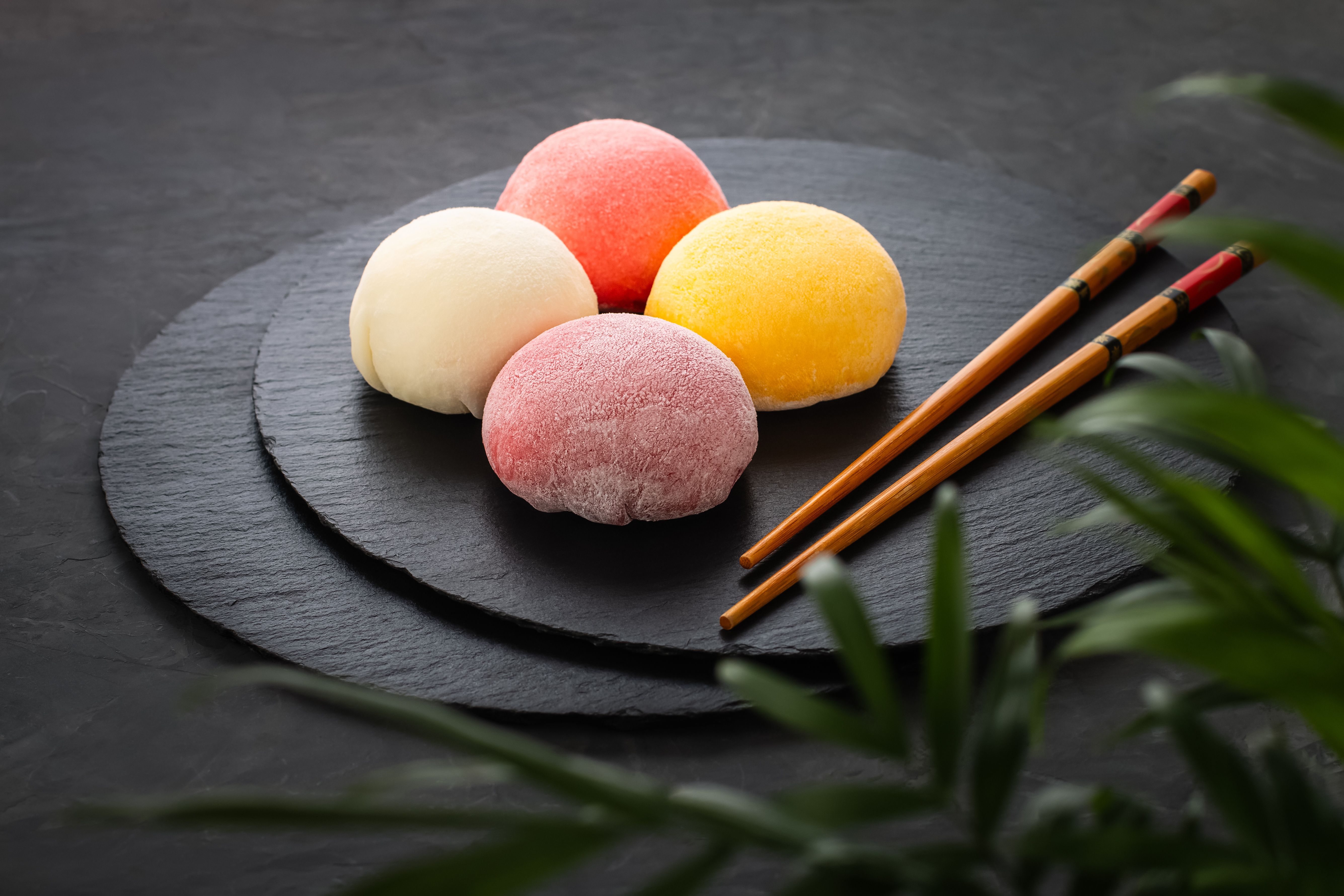plate with mochi ice cream balls 