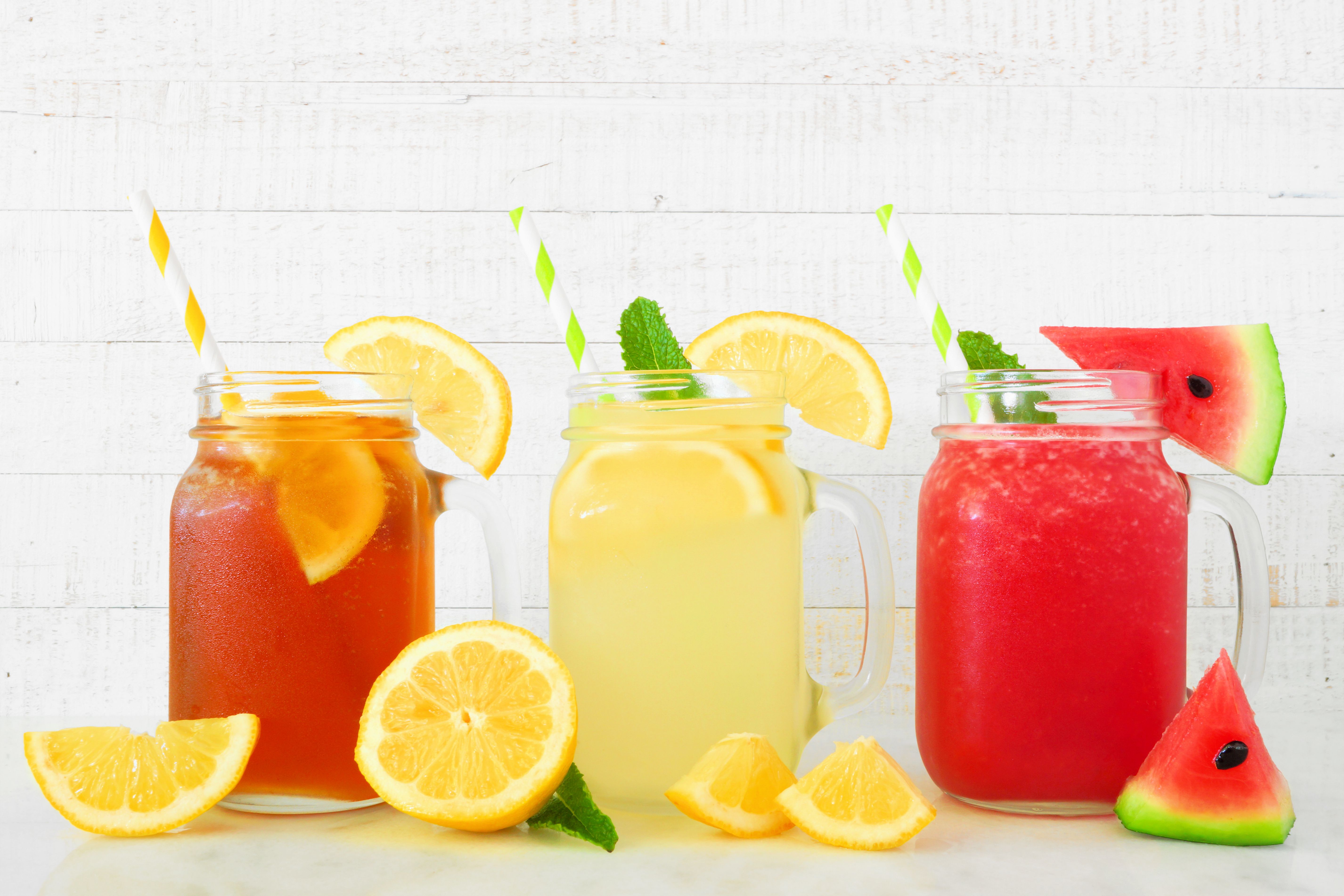 fruit juices in jars