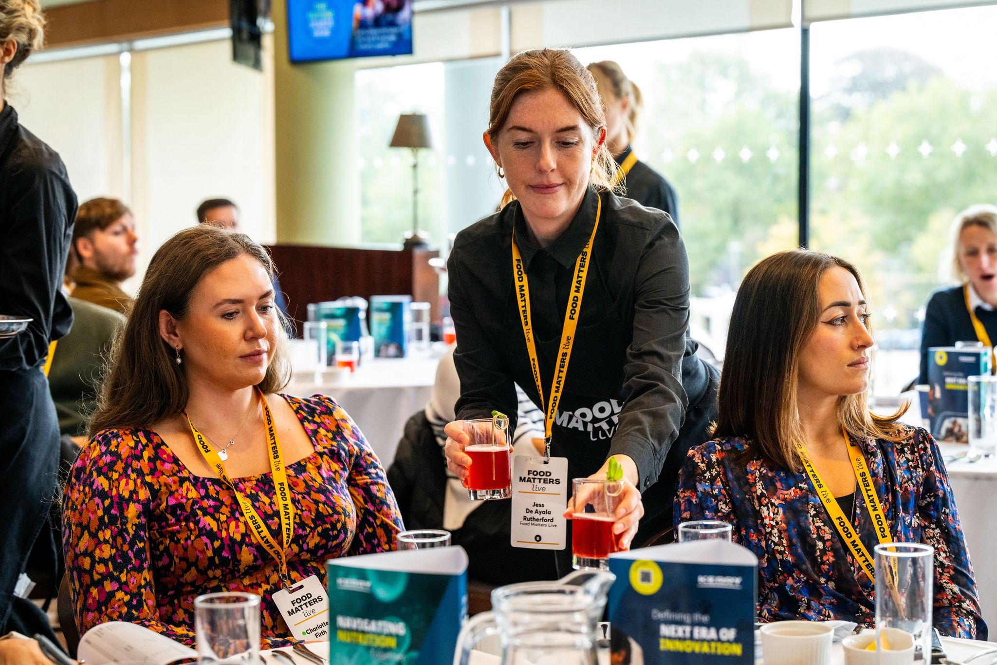 waitress serving a table