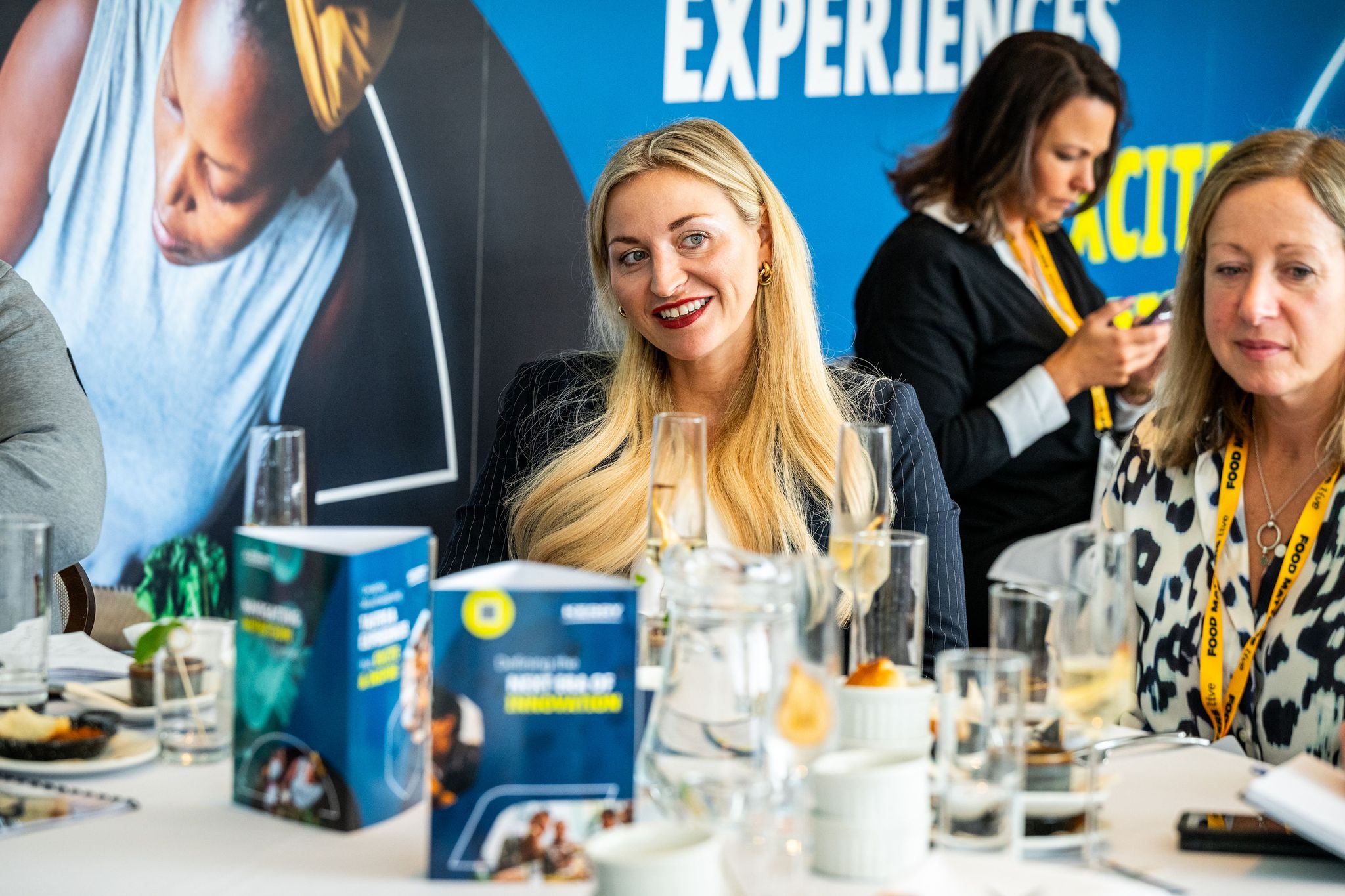 people at a table smiling