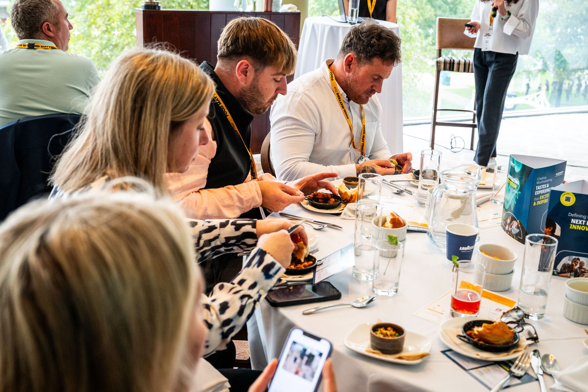 people at a table eating