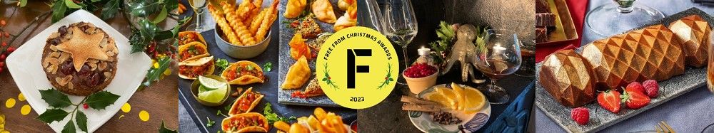Four-panel festive food collage celebrating Free From Christmas Awards 2023