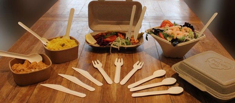 NaturePack compostable and recyclable Paper premium cutlery for festivals and breweries, shown in pint and half pint sizes, promoting sustainable drink service.