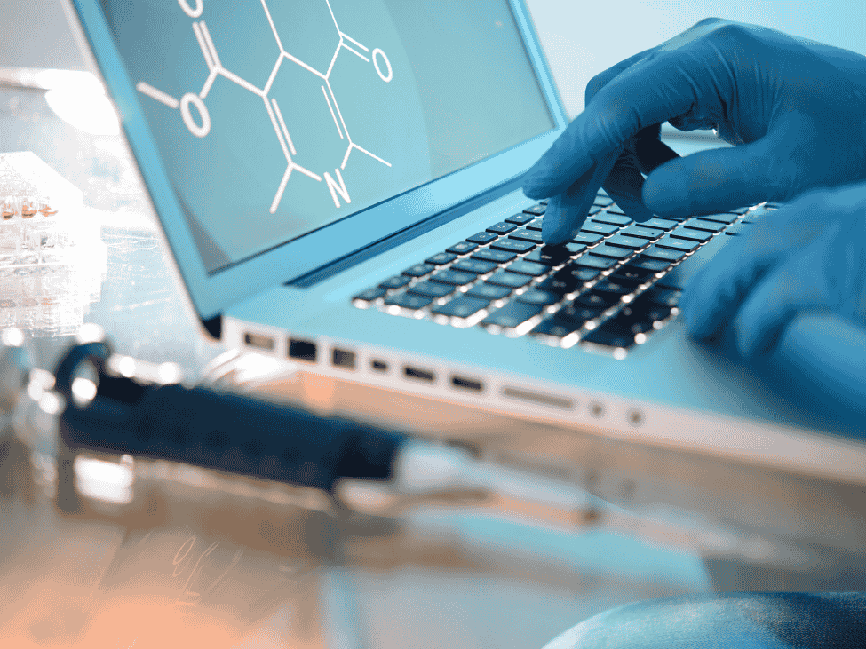 Image of dna and a scientist 