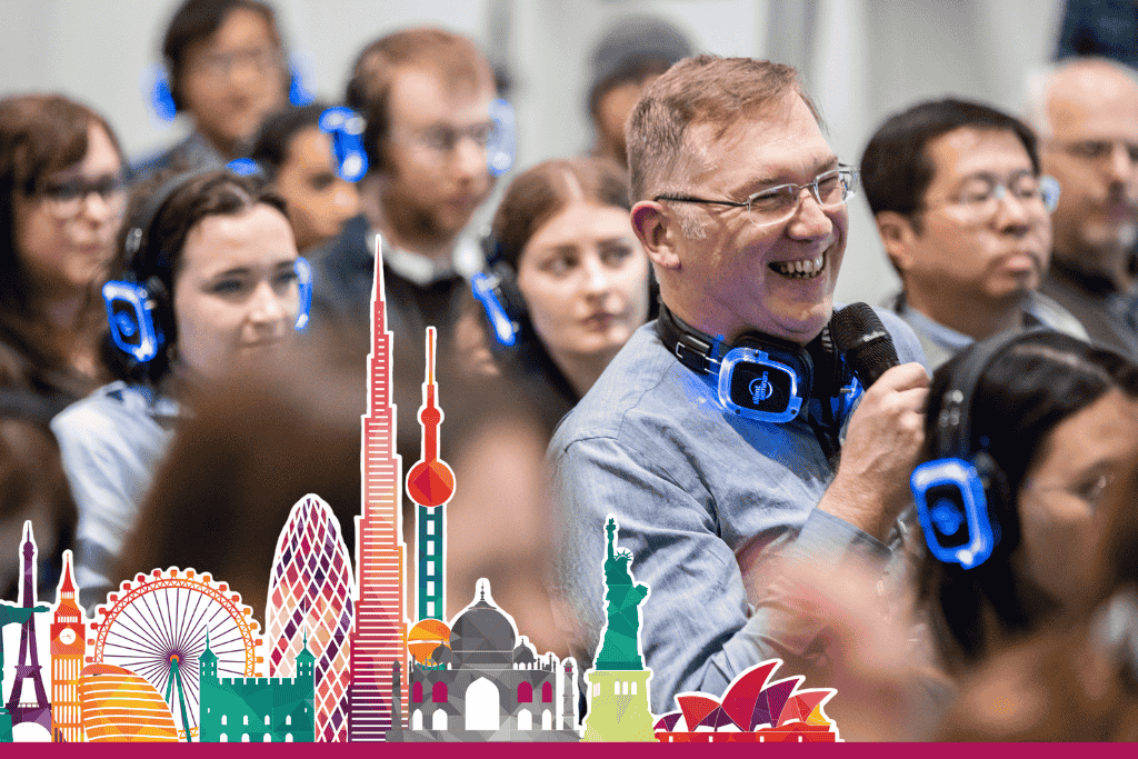 FOG London 2025 audience in headphones man laughing