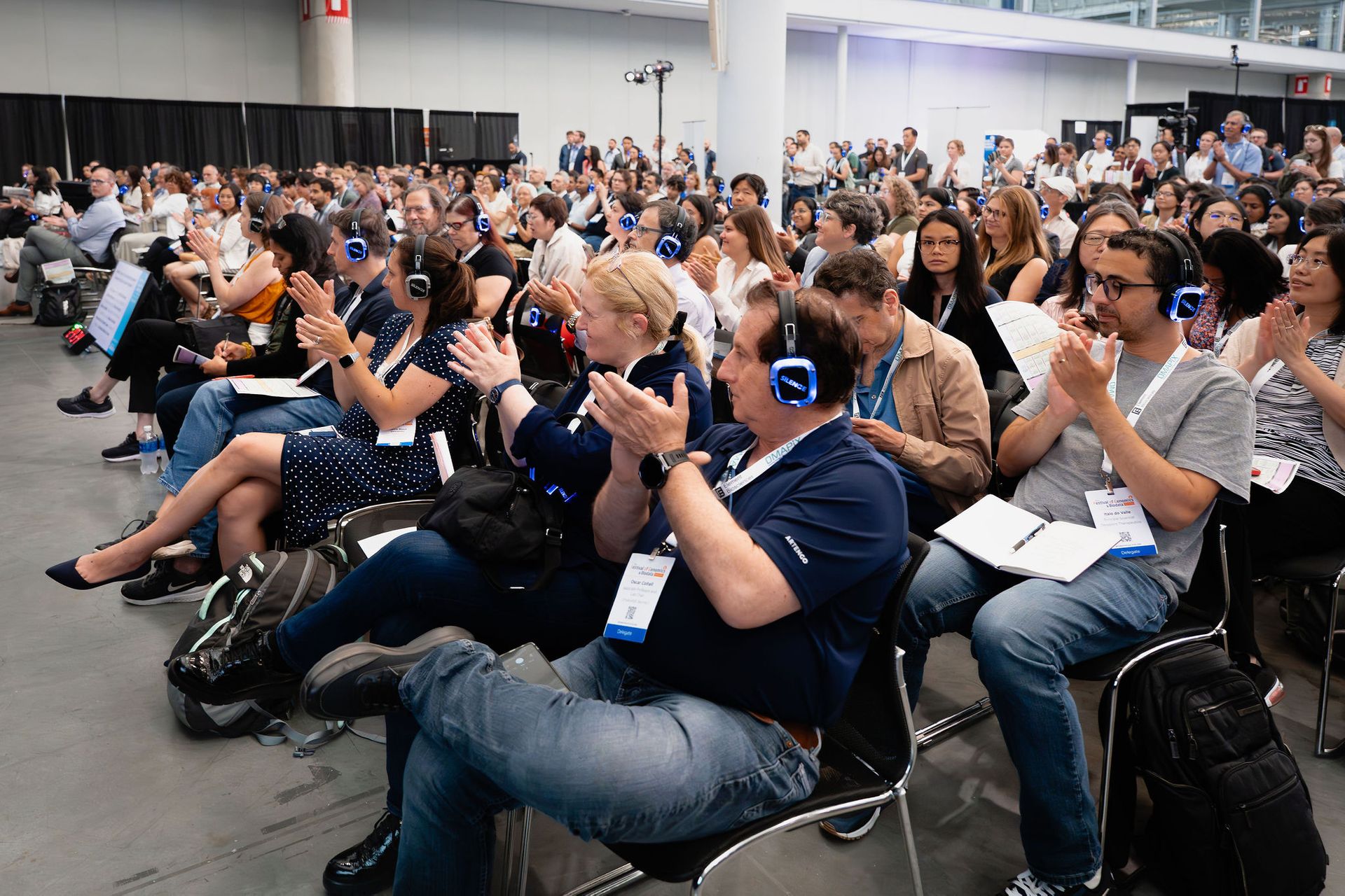 crowed people sitting