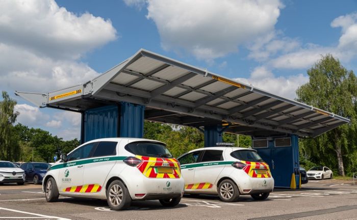 Surrey County Council installs pop-up solar car park and EV charging hub to support expansion of electric vehicle fleet