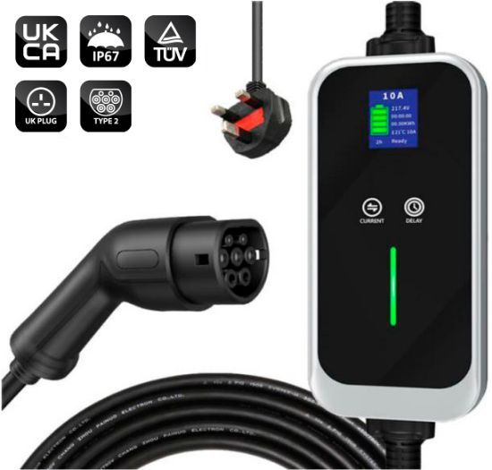 Mode 2 Portable EV Charging with Type 2 Connector & UK Plug