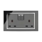 Crystal CT 13A DP Double Plug Socket with Switch Black