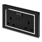 Crystal CT 13A DP Double Plug Socket with Switch Black