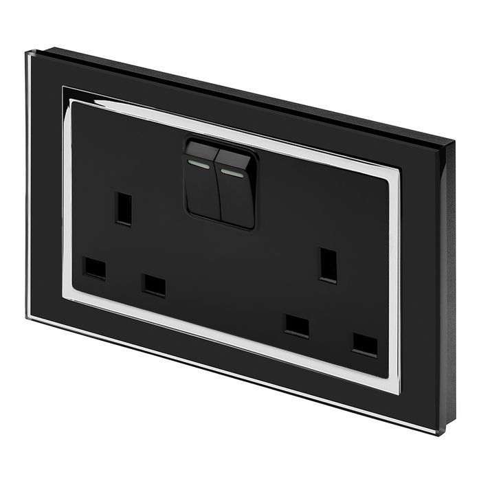 Crystal CT 13A DP Double Plug Socket with Switch Black