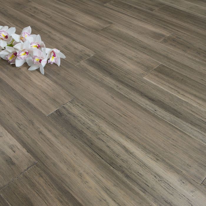 Solid Antique Taupe Strand Woven 125mm Click BONA Coated Bamboo Flooring