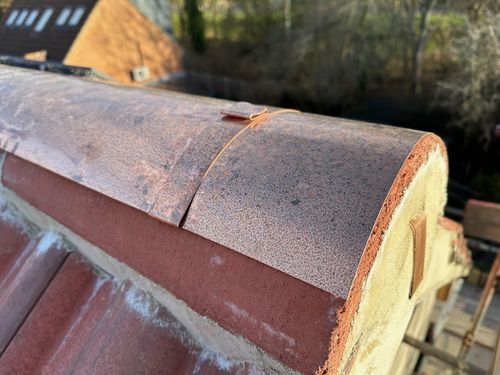 Copper roof ridges