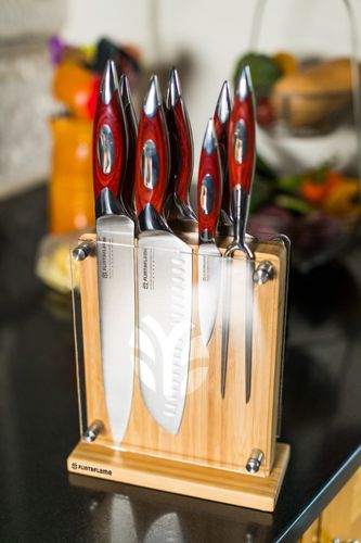 Five piece set and magnetic knife block