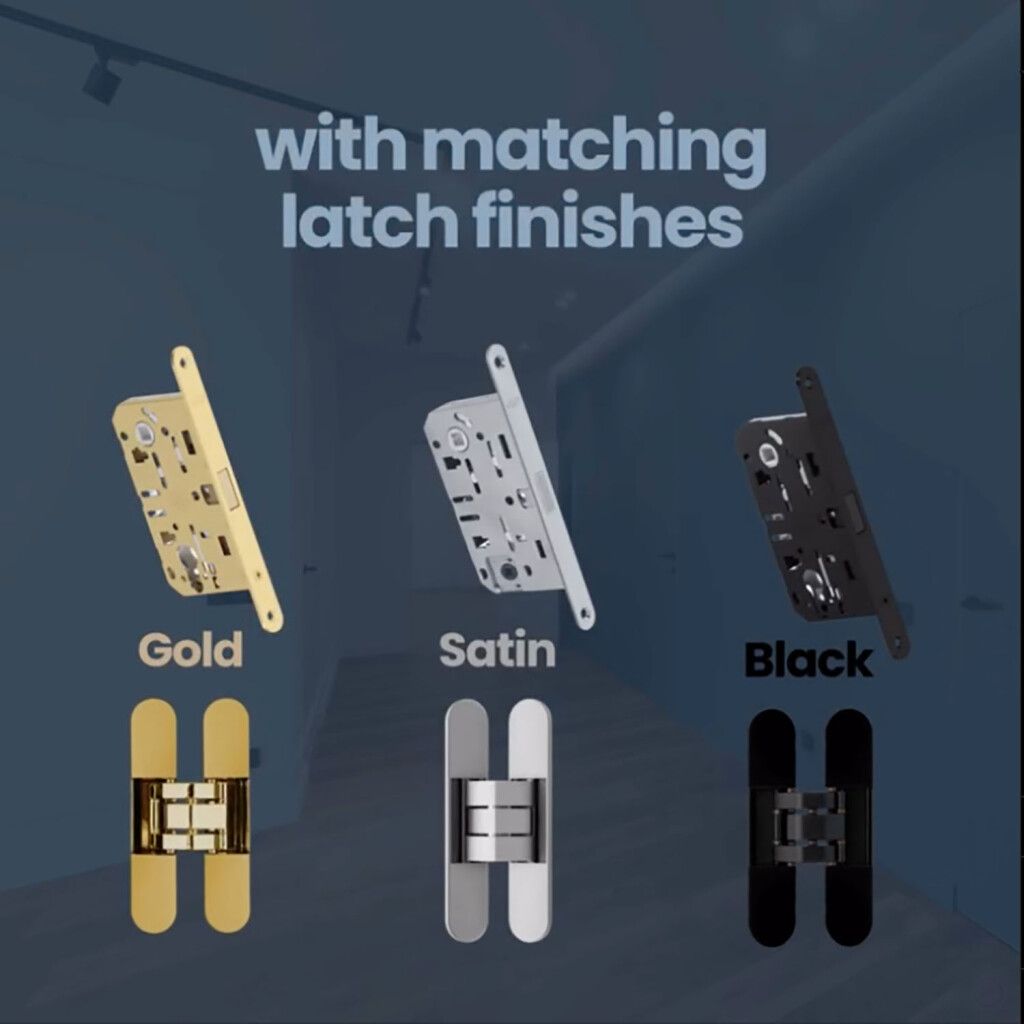 Concealed hinges and latches