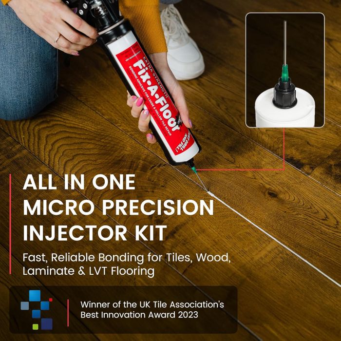 Fix-A-Floor 300ml with All in One Micro Precision Injector Kit Bonding Adhesive - For Loose & Hollow Flooring