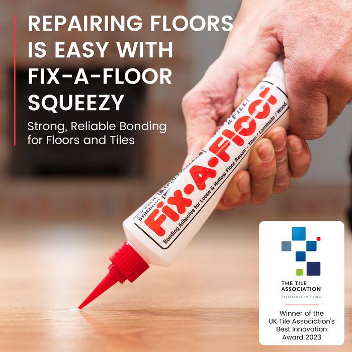 Fix-A-Floor Squeezable All-In-One Bonding Adhesive - For Loose & Hollow Tiles, Wood, LVT & Laminate - Extra Strength, Eco-Friendly & Non-Toxic - Includes Preservation Cap