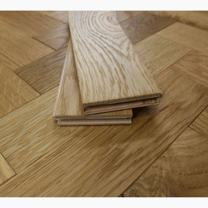 70mm Engineered Brushed & UV Oiled Natural Charnwood Oak Parquet Block Wood Flooring