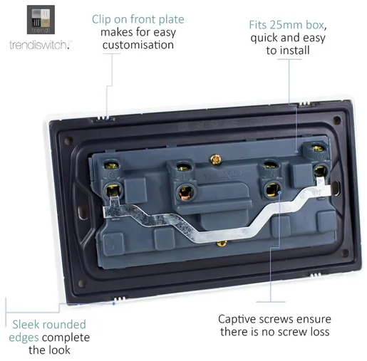 2 Gang 13 Amp Switched Plug Socket