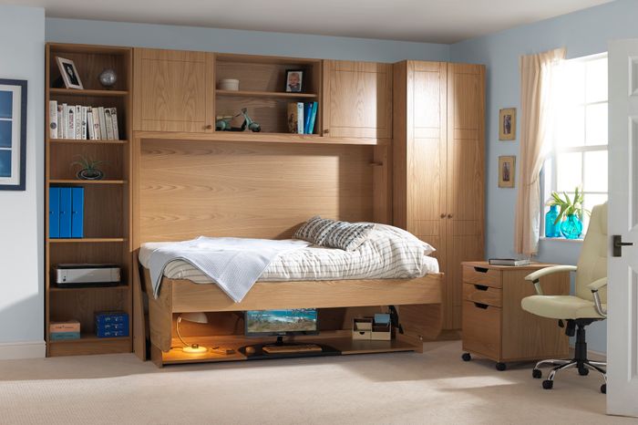 The StudyBed in Light oak finish
