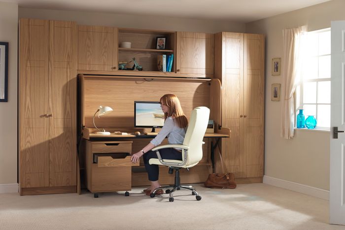 The StudyBed in Light oak finish