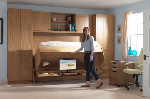 The StudyBed in Light oak finish