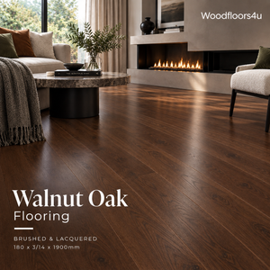 Walnut Oak Plank 180 x 3/14 x 1900mm Brushed & Lacquered 