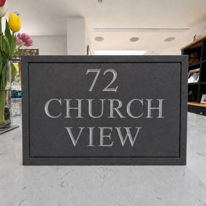 Rectangle Engraved Stone House Number & Name Sign with border