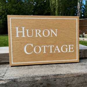 Rectangle Wooden Engraved House Name Sign with Border