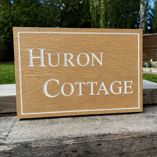 Rectangle Wooden Engraved House Name Sign with Border