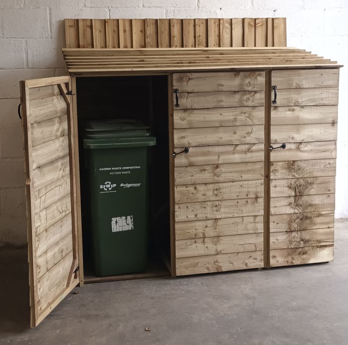 2 Tier Recycling & DOUBLE Wheelie - Low Front Combo Bin Store