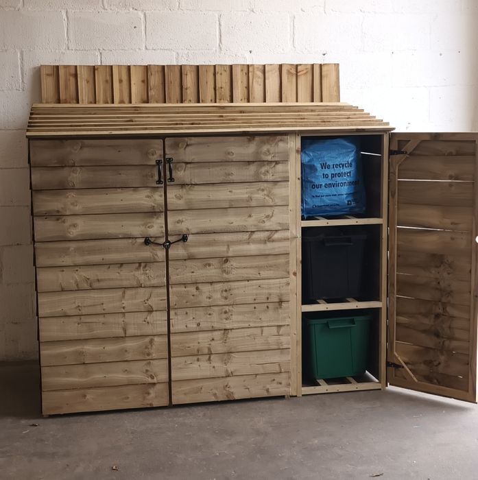 2 Tier Recycling & DOUBLE Wheelie - Low Front Combo Bin Store