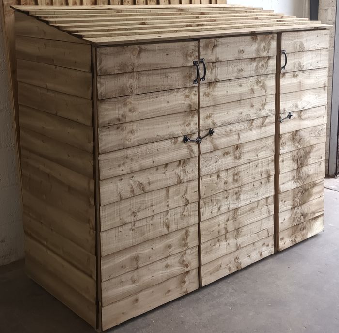2 Tier Recycling & DOUBLE Wheelie - Low Front Combo Bin Store