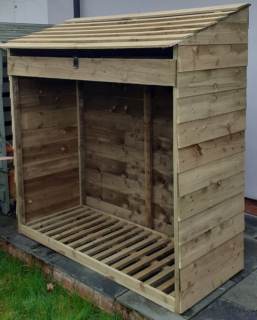 Large Log Store with Kindling Shelf & Hinged Top