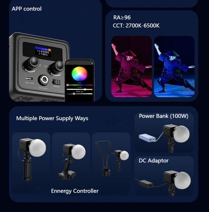 60W / 100W COB LED Video Light,  Bi-Color/RGB