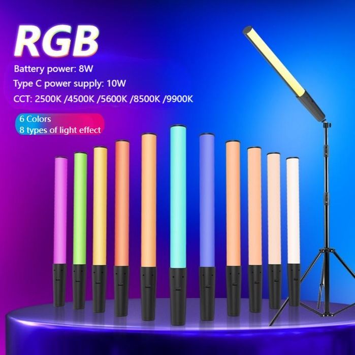 8W Tube Light for Photography, videoshorts, live-stream