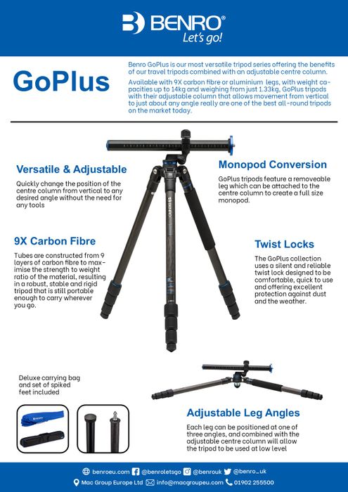 Versatile & Compact - Benro GoPLus Tripods
