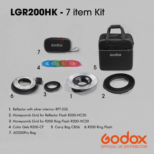 R200 Ring Flash Head 7 item Kit