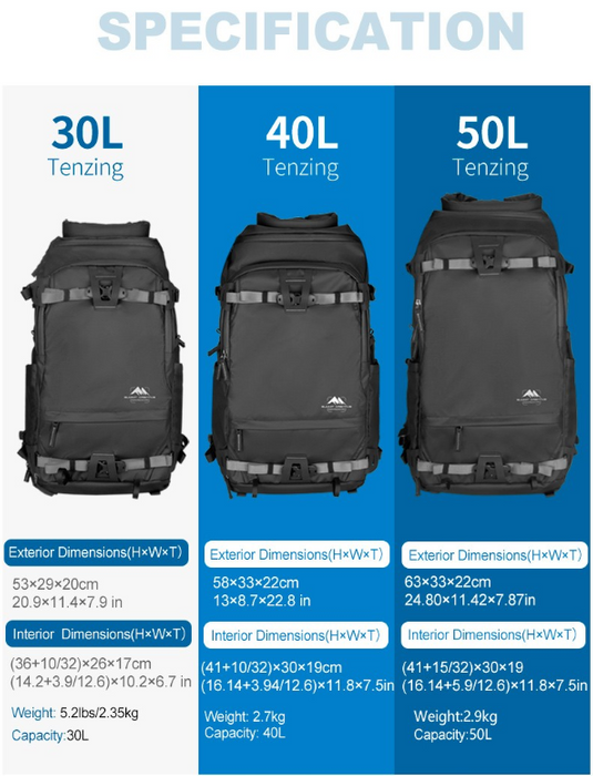 Summit Creative Tenzing Series Ziptop 30L-40L-50L