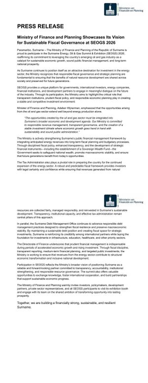 Ministry of Finance and Planning Showcases Its Vision for Sustainable Fiscal Governance at SEOGS 2026