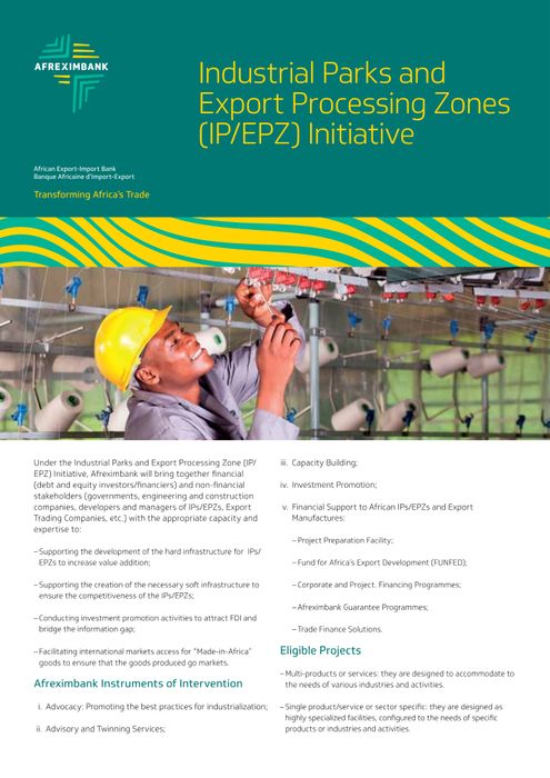 Afreximbank - Industrial Parks and Export Processing Zones Initiative