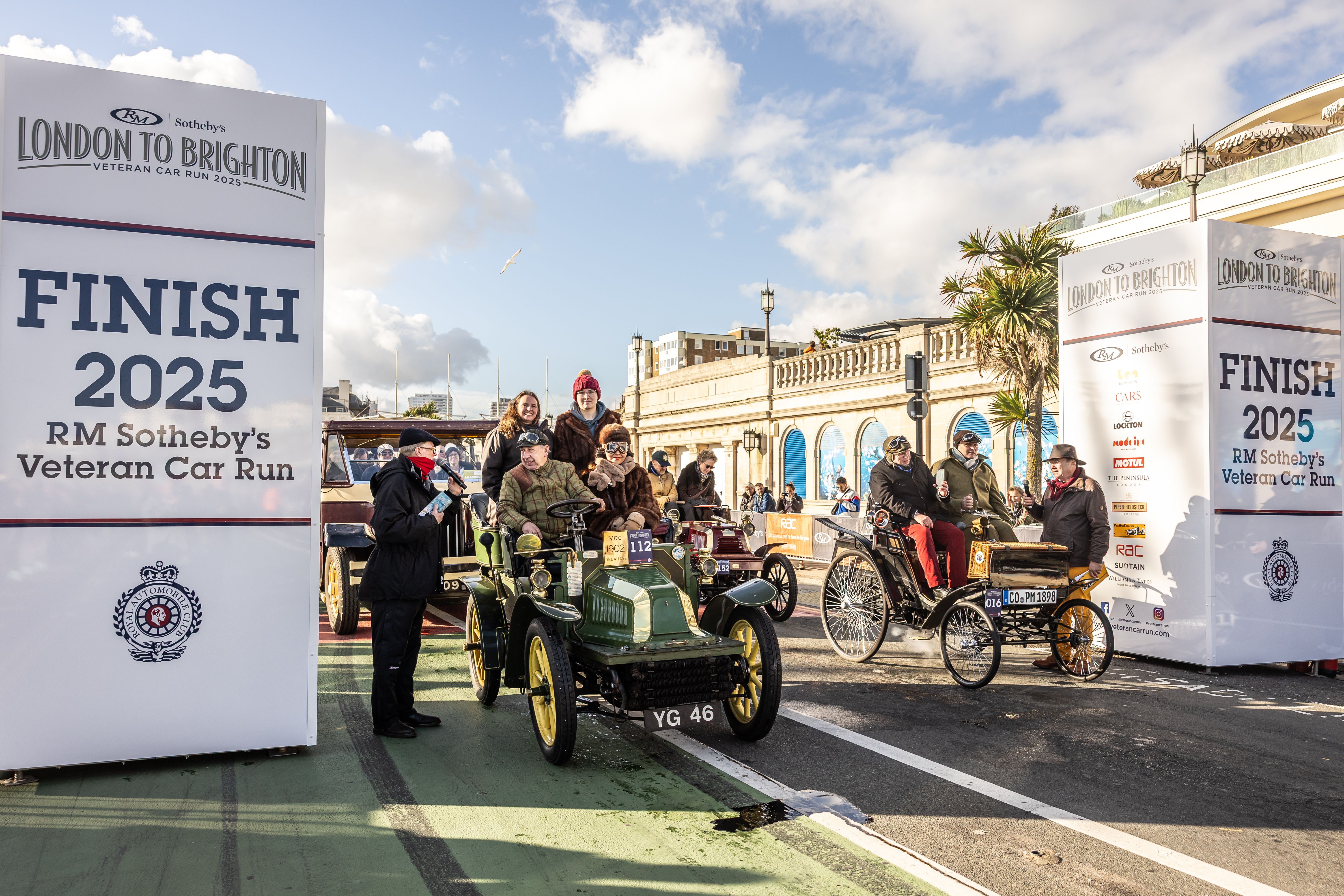 SUNSHINE GREETS 340 VETERAN CAR RUN FINISHERS IN BRIGHTON