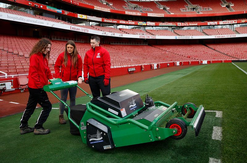 Professional grounds women working on Lords Ground