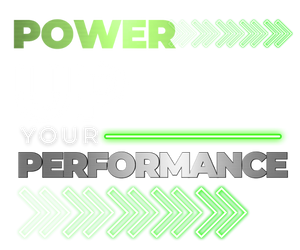 Power up your performance graphic metallic green and silver