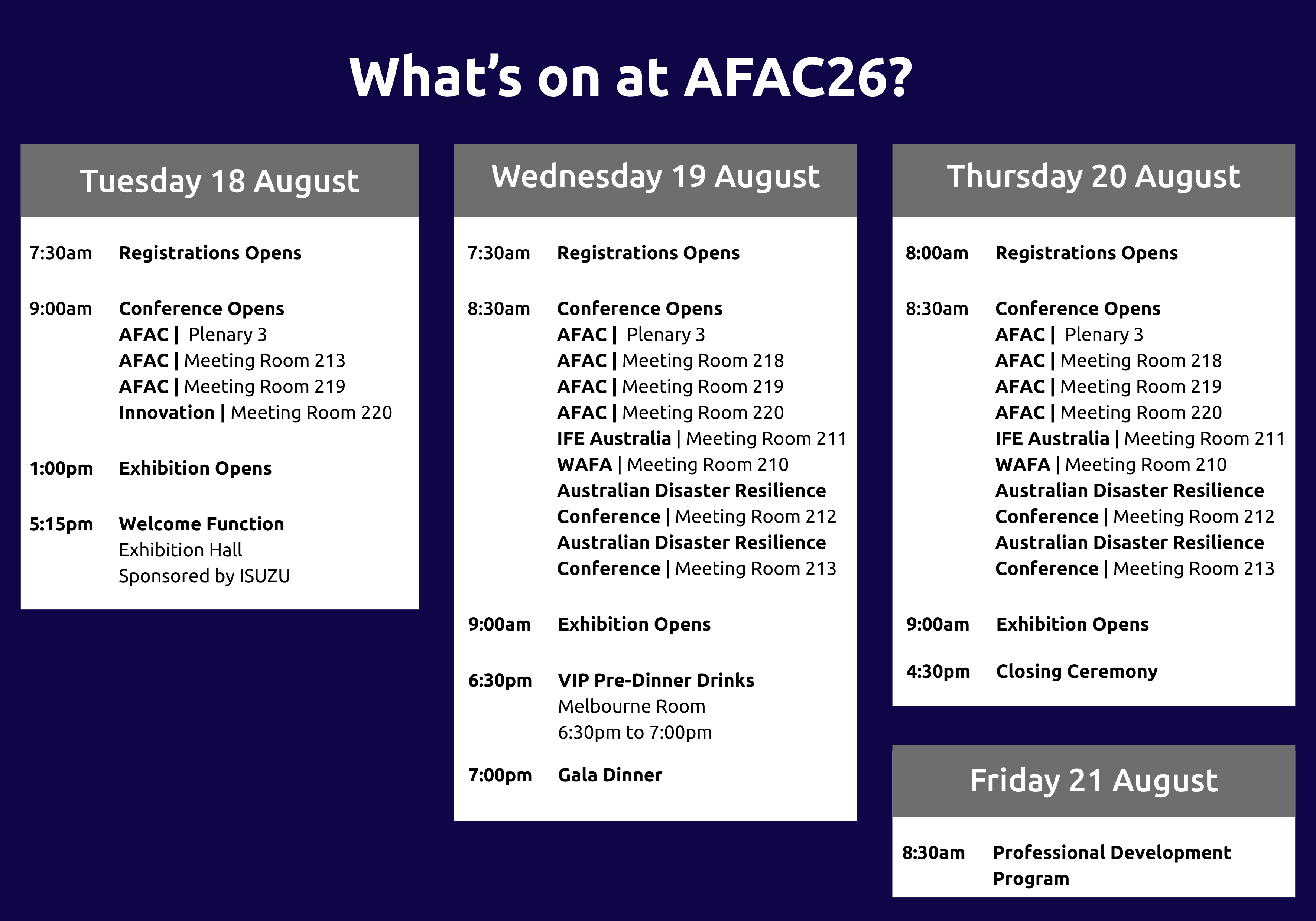 What's on at AFAC26
