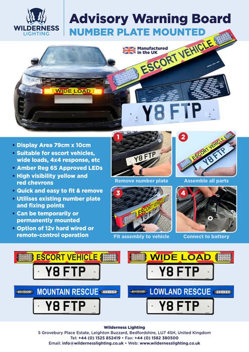 ADVISORY WARNING BOARD - NUMBER PLATE MOUNTED
